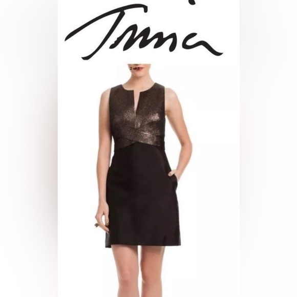 Trina Turk Dresses & Skirts - Trina Turk Bronze Metallic and black dress. Size 4 NWT